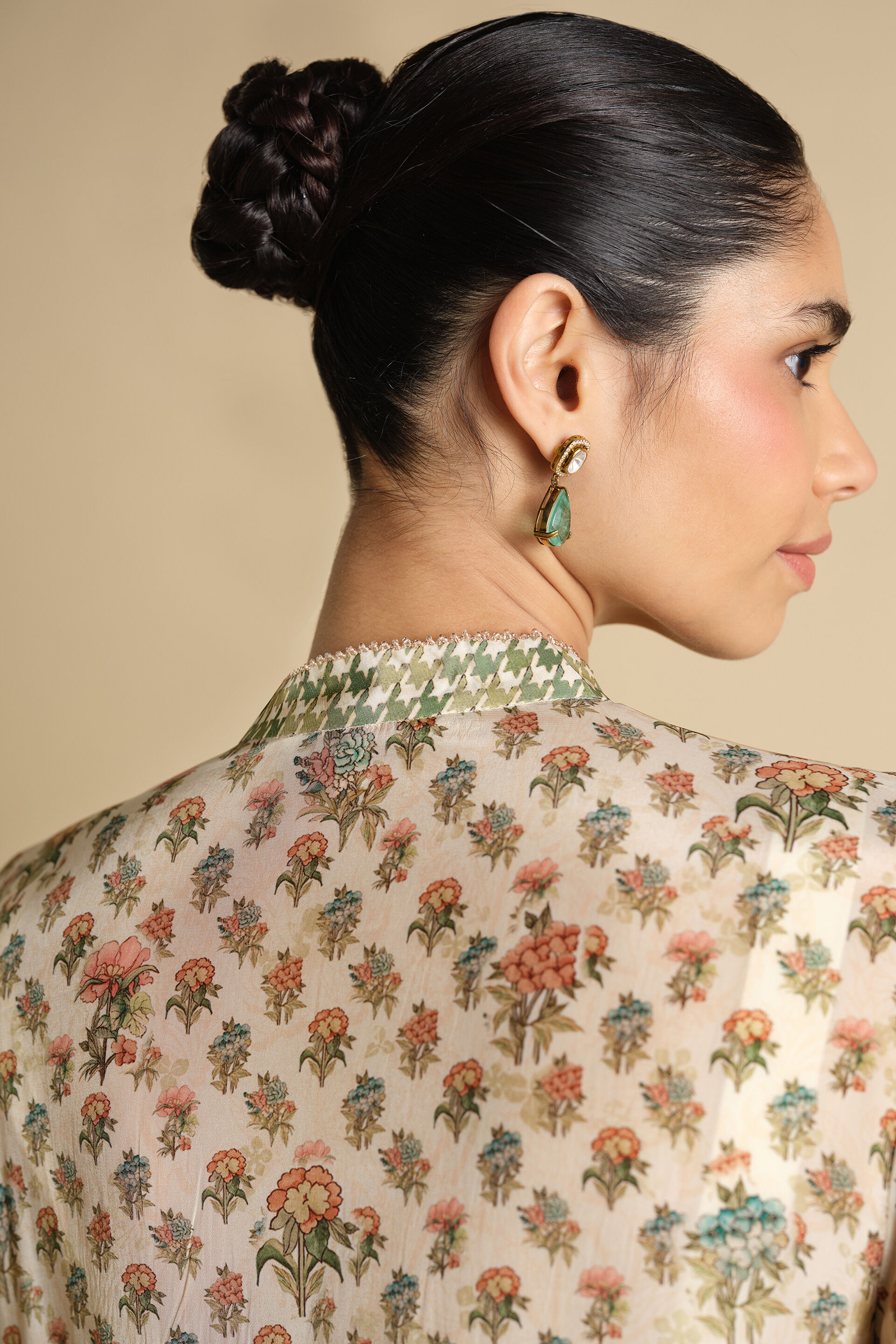 Fareeha Printed Kaftan - Ivory, Ivory, image 6